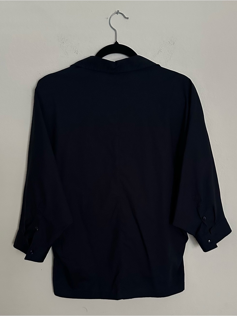 MaxMara Navy Relaxed Button-Front Blouse - Picture 5 of 13